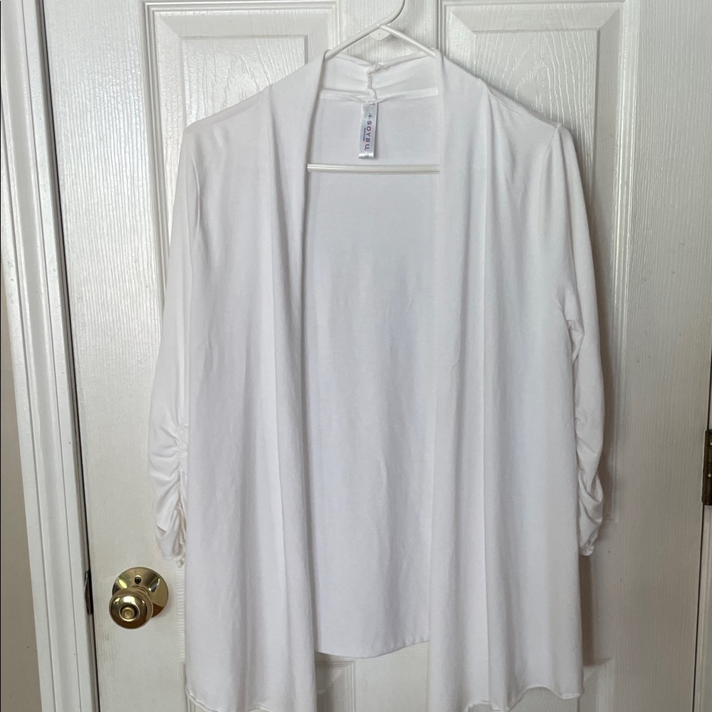 Soybu White Open Front Draped Cardigan.